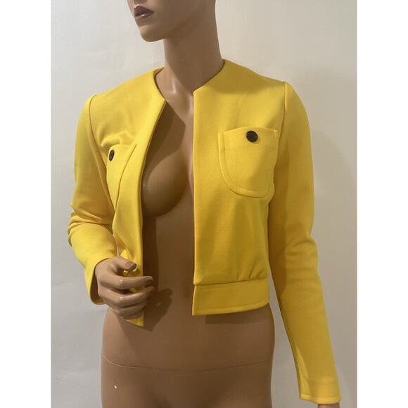 nardis of dallas Cropped Jacket cardigan Small Yellow Long Sleeve Vintage 90s - Picture 1 of 8